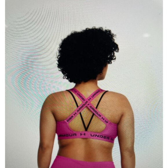 Under Armour Womens XS Crossback Low-Impact Sports Bra Pink Compression Fit - Picture 4 of 11